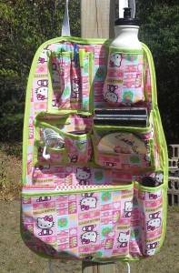 Adolescent Teenager Style Car Organizer Pink Kitty Trimmed in Lime Green 3