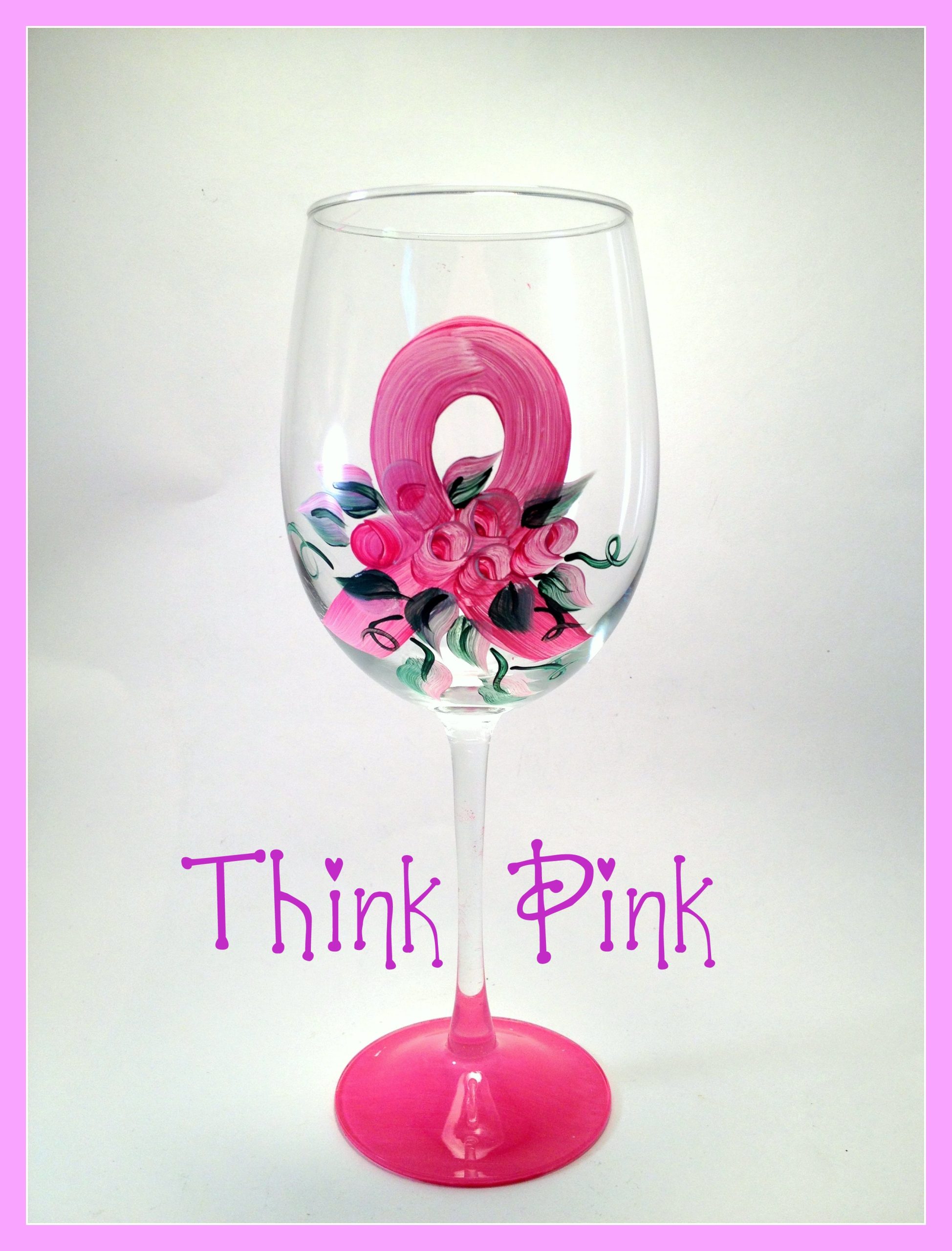 Pink Ribbon Wine Glass 