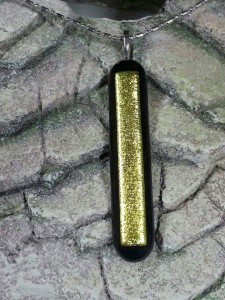 Black Stick with Gold Dichroic - Dichroic Fused Glass Pendant - Fused Glass Jewelry1