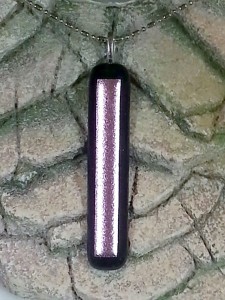 Black Stick with Light Pink - Dichroic Fused Glass Pendant - Fused Glass Jewelry1