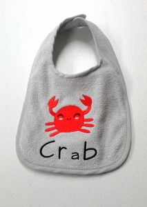 Crab Embroidered Baby Bib
