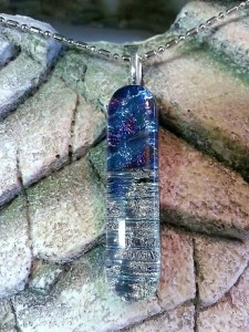 Dichroic Glass Jewelry Art - Mini Multi Textured Colored Dichroic Stick Pendant - Fused Glass Pendant -2