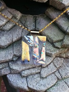 Dichroic Glass Pendant - Dichroic Art in Golden Pieces - Dichroic Fused Glass Jewelry