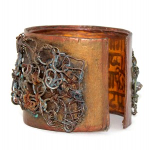 Wired brass cuff bracelet