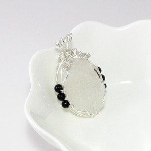white druzy stone pendant