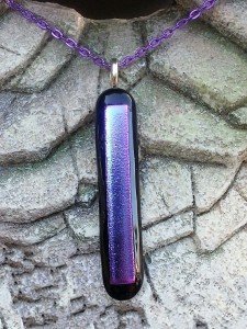 Black Stick with Purple Dichroic Fused Glass Pendant1