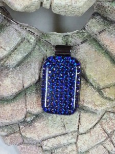Blue Dichroic with Purple Hues - Fused Glass Pendant -Dichroic Glass Jewelry