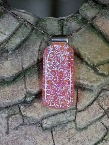 Pink Dichroic Beauty - Fused Glass Pendant -Dichroic Glass Jewelry #356
