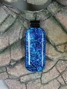 Starburst Blue Dichroic - Fused Glass Pendant -Dichroic Glass Jewelry #352