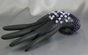 chainmaille hand flower purple