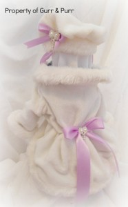 Winter White Minky Toy Dog Coat with Matching Beret
