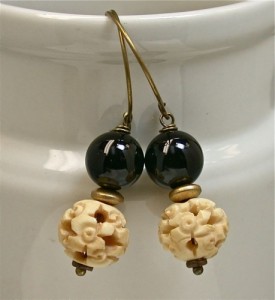 onyx bone earrings handmade