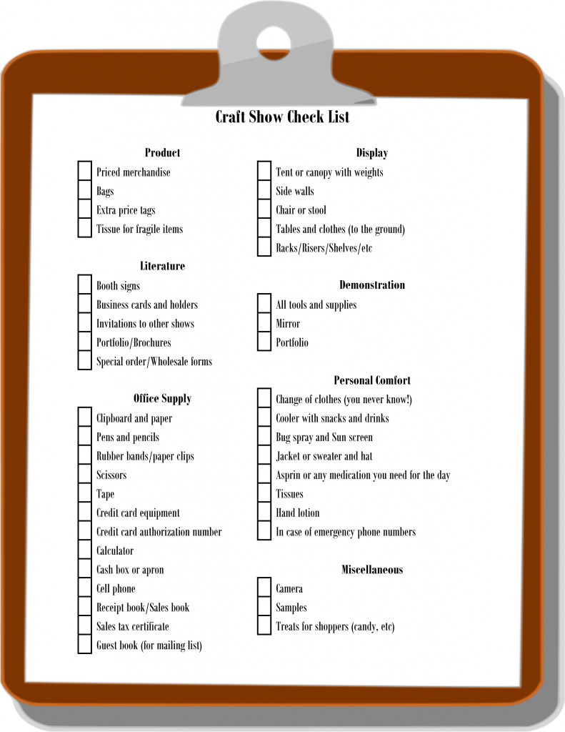 craft show checklist