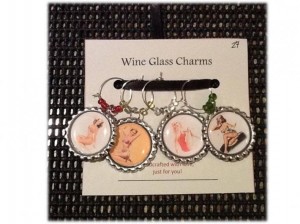 pin up girl wine glass charms
