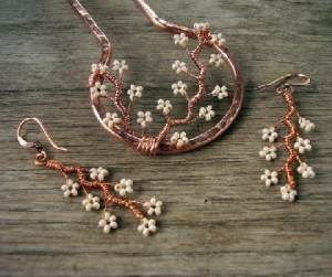 copper hair fork earrings