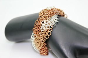copper silver chainmaille bracelet braid