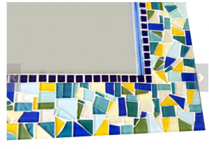 Yellow and Blue Handmade Mosaic Mirroer