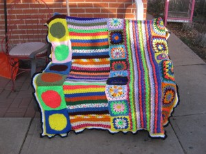 hand knit bright blanket afgahn