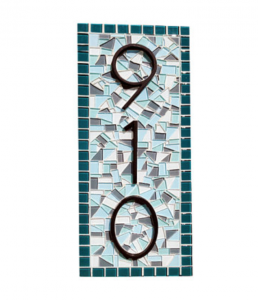 mosaic address sign custom blue