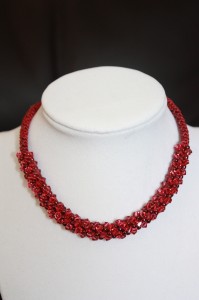 handmade braid crystal necklace red