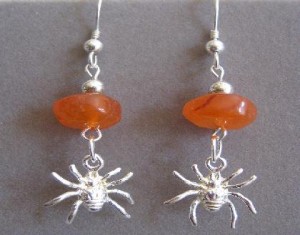 halloween earrings spider orange