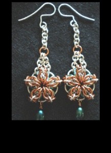 silver copper chainmaille earrings
