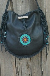black leather handmade purse