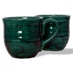 emerald green hand made mugs