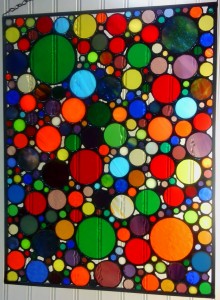 abstract circle stained glass panel 12