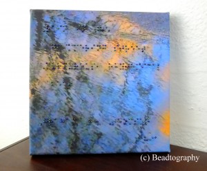 braille art tactile poetry sunset tree reflection water beaded embellished canvas original photography 2(1)