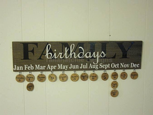 birthday board with names