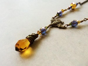 yellow handmade bee necklace