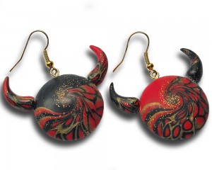 red black earrings