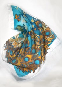 silk scarf 'Peacock Feather' hand painted minkulul 1
