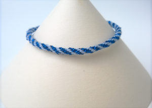 Kumihimo Bracelet Blue Fleur 01 small