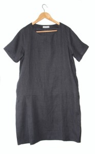 Stone Grey Pure Washed Linen Dress with Side Pockets, Side Pleated and Your Style of Sleeves1 (372 x 600)