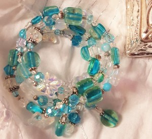 Teal blues and greens memory wire (2)