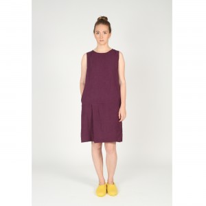 Washed Linen Dress Plum Orchid Loose Fitting Dress 1