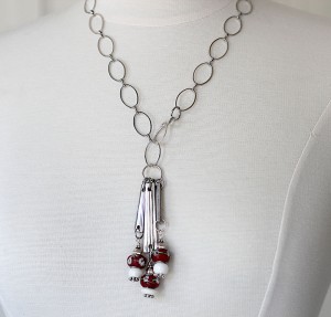 3 bar spoon necklace red floral 5