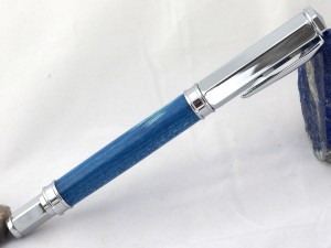 Wood Pen in blue holly and bright chrome magnetic setting