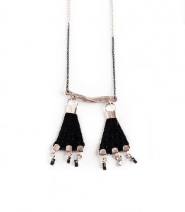 Double Triangle pendant textile necklace