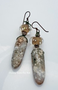 Sand and Stone - Jasper and lampwork earrings - low res