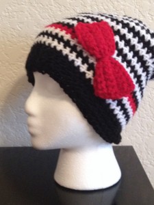 striped bow hat