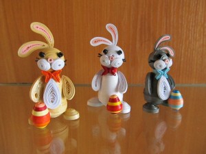 3d quilling, easter bunnies, easter ornaments, handmade home decor 1
