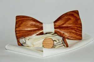 wooden bow ties and cufflinks