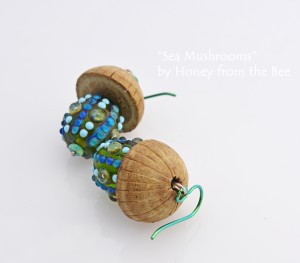 Sea Mushrooms - Lampwork Mushroom Earrings - low res