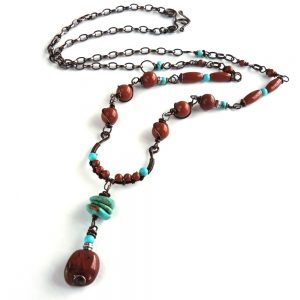 red jasp turquoise necklace