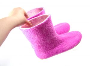 Wool Booties in Hot Pink  1