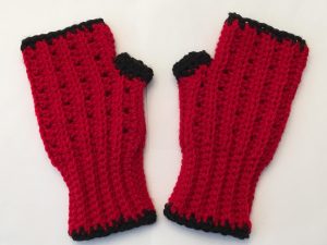 Red & Black Fingerless Gloves