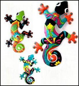 Gecko combo - Haitian painted metal
